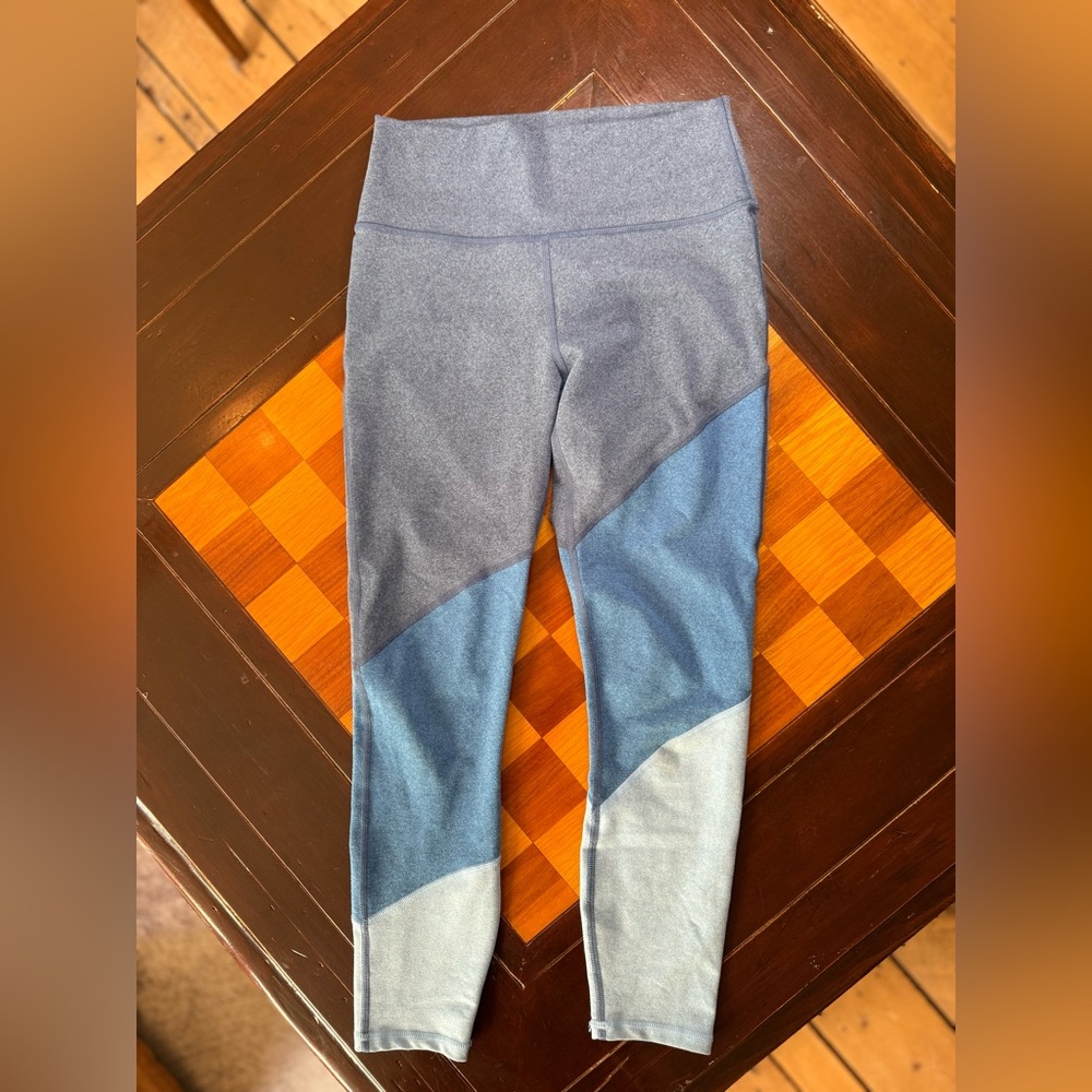 Fabletics Colorblock Blue and Grey Leggings
